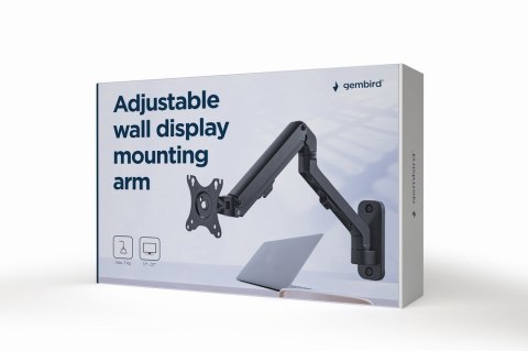 GEMBIRD BIURKOWE REGULOWANE RAMIĘ/UCHWYT NA MONITOR DO MONTAŻU NA ŚCIANIE 17-27, VESA 100X100MM, DO DO 7 KG GEMBIRD BIURKOWE REGULOWANE RAMIĘ/UCHWYT NA MONITOR DO MONTAŻU NA ŚCIANIE 17-27, VESA 100X100MM, DO DO 7 KG