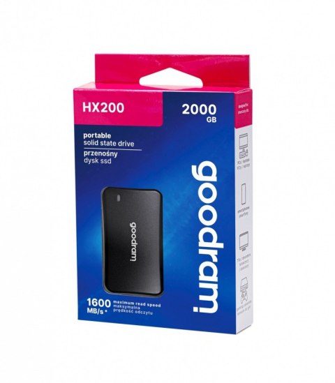 Dysk SSD HX200 2TB USB-C+A 1600/1500MB/s czarny Dysk SSD HX200 2TB USB-C+A 1600/1500MB/s czarny