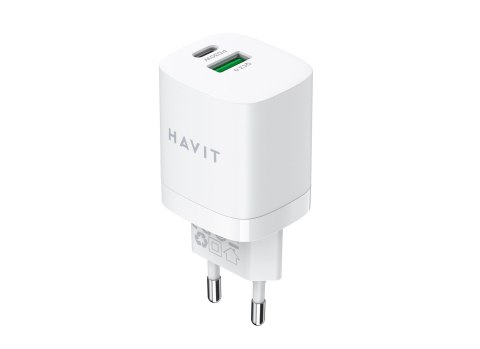 Ładowarka Havit USB-A+USB-C UC30 EU (biały) Ładowarka Havit USB-A+USB-C UC30 EU (biały)