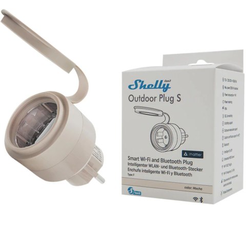 Inteligentne gniazdko zewnętrzne Shelly Plug S MTR Gen3 IP44 12A Inteligentne gniazdko zewnętrzne Shelly Plug S MTR Gen3 IP44 12A