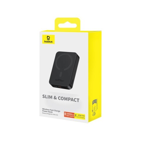 Powerbank Baseus Magnetic Mini Air Wireless 10000mAh 20W+kabel USB C-USB C (czarny)