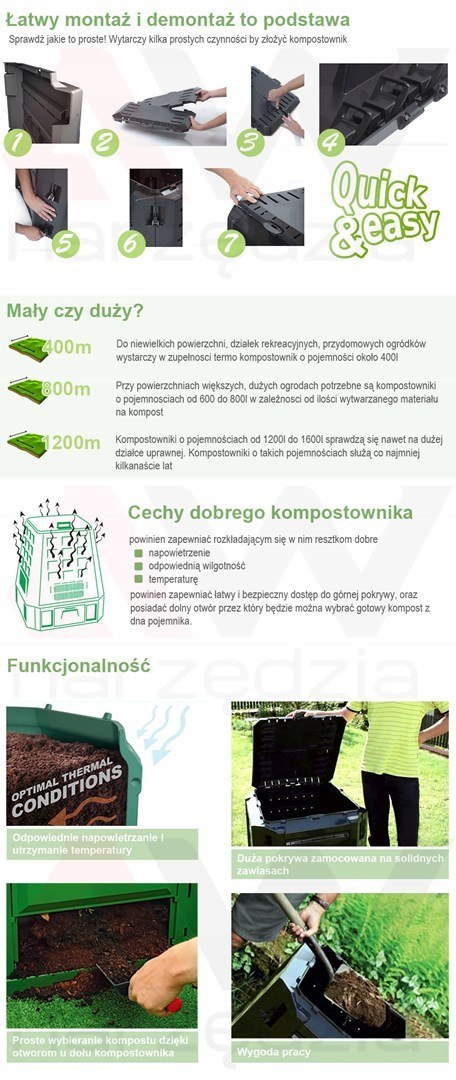 Kompostownik COMPOGREEN - czarny poj.380L Kompostownik COMPOGREEN - czarny poj.380L