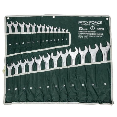 ROCKFORCE KLUCZ PŁASKO-OCZKOWY kpl.25el. (6-32mm) ROCKFORCE KLUCZ PŁASKO-OCZKOWY kpl.25el. (6-32mm)
