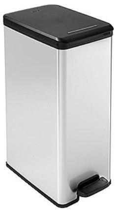 Curver Slim Bin 40L Kwadrat Plastik Czarny, Srebrny Curver Slim Bin 40L Kwadrat Plastik Czarny, Srebrny