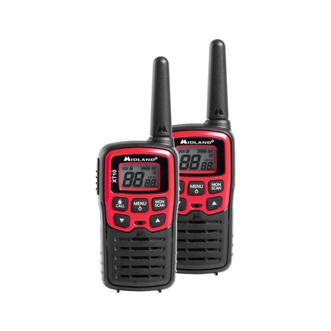 Midland XT10 krótkofalówka 16 kan. 446.00625 - 446.09375 MHz Czarny, Czerwony Midland XT10 krótkofalówka 16 kan. 446.00625 - 446.09375 MHz Czarny, Czerwony