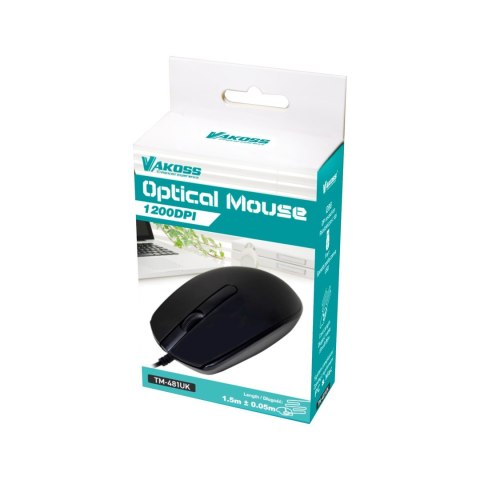 Mysz VAKOSS TM-481UK (optyczna; 1200 DPI; kolor czarny) Mysz VAKOSS TM-481UK (optyczna; 1200 DPI; kolor czarny)