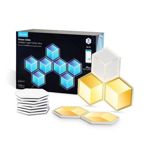 Govee H606A Glide Hexagon Light Panels Ultra 7-pack | Oświetlenie LED | RGBIC, 2.4GHz Wi-Fi, Bluetooth Govee H606A Glide Hexagon Light Panels Ultra 7-pack | Oświetlenie LED | RGBIC, 2.4GHz Wi-Fi, Bluetooth