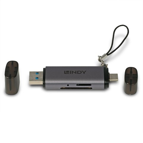 Lindy 43335 czytnik kart USB 3.2 Gen 1 (3.1 Gen 1) Type-A/Type-C Czarny, Szary Lindy 43335 czytnik kart USB 3.2 Gen 1 (3.1 Gen 1) Type-A/Type-C Czarny, Szary