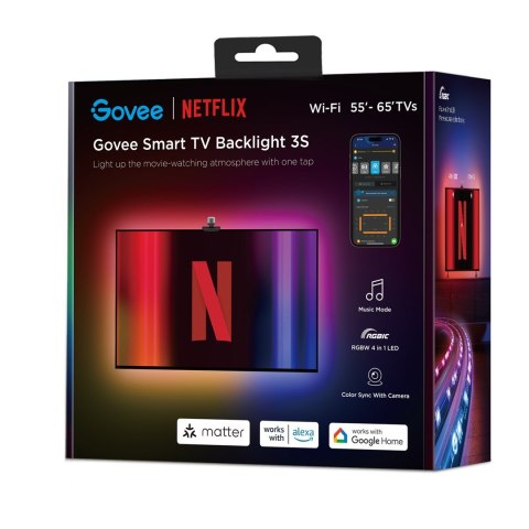 Taśma LED podświetlenie dla TV 55-65 cali, RGBIC, Wi-Fi+Bluetooth Govee H6098 Envisual TV Backlight Netflix Co-branding Version Taśma LED podświetlenie dla TV 55-65 cali, RGBIC, Wi-Fi+Bluetooth Govee H6098 Envisual TV Backlight Netflix Co-branding Version