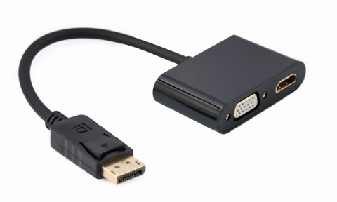 GEMBIRD ADAPTER NA KABLU DISPLAYPORT MĘSKI NA ŻEŃSKI HDMI + ŻEŃSKI VGA CZARNY, 10CM GEMBIRD ADAPTER NA KABLU DISPLAYPORT MĘSKI NA ŻEŃSKI HDMI + ŻEŃSKI VGA CZARNY, 10CM