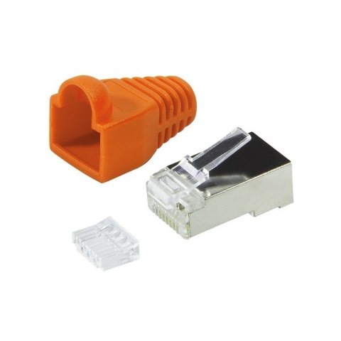 Wtyki RJ45 CAT.6 z osłoną, 100szt., pomarańczowe Wtyki RJ45 CAT.6 z osłoną, 100szt., pomarańczowe