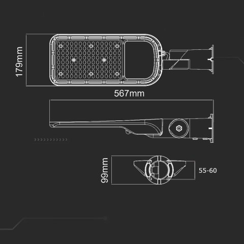 Oprawa Uliczna LED V-TAC SAMSUNG CHIP z regulacją 100W 120Lm/W VT-139ST 6500K 11000lm Oprawa Uliczna LED V-TAC SAMSUNG CHIP z regulacją 100W 120Lm/W VT-139ST 6500K 11000lm