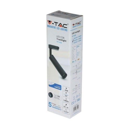 Oprawa V-TAC VT-420-B szynosystem 3F 20W LED SAMSUNG CHIP CRI90+ 5000K 1600lm (SKU 367) Czarny Oprawa V-TAC VT-420-B szynosystem 3F 20W LED SAMSUNG CHIP CRI90+ 5000K 1600lm (SKU 367) Czarny