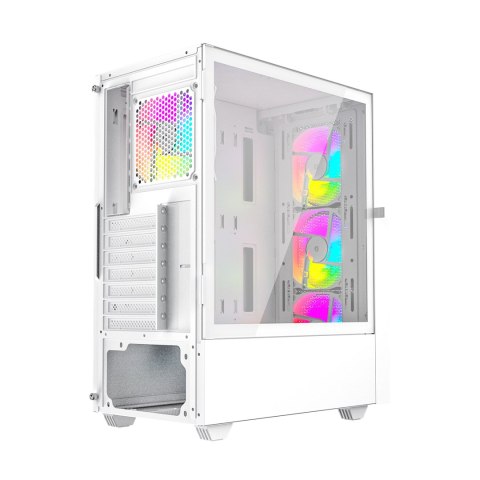 GEMBIRD OBUDOWA FORNAX 4000W MIDI-TOWER (2X USB 3.0, 1X USB 2.0, HD AUDIO, SZKLANY PANEL BOCZNY, PODŚWIETLENIE ARGB) BIAŁA