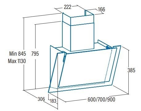 CATA Hood VALTO 600 XGBK Wall mounted, Energy efficiency class A+, Width 60 cm, 575 m3/h, Touch control, LED, Black CATA Hood VALTO 600 XGBK Wall mounted, Energy efficiency class A+, Width 60 cm, 575 m3/h, Touch control, LED, Black