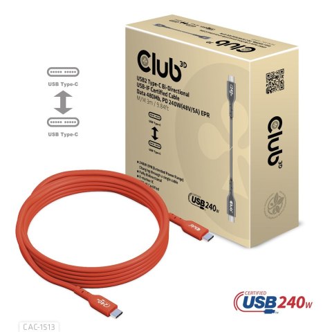 CLUB3D CAC-1513 kabel USB USB 2.0 3 m USB C Pomarańczowy