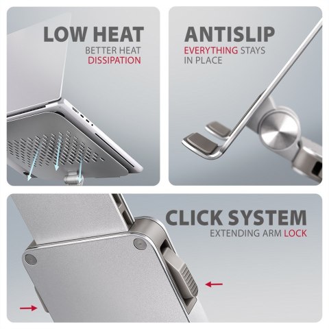Podstawka pod laptopa AXAGON STND-L, 10 do 16 cali, aluminiowa, szara