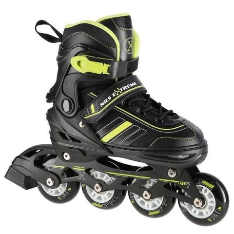 ŁYŻWOROLKI NILS EXTREME NH18191 2W1 CZARNO-LIMONKOWE ROZM. M (34-38) Z WYMIENNĄ PŁOZĄ HOKEJOWĄ