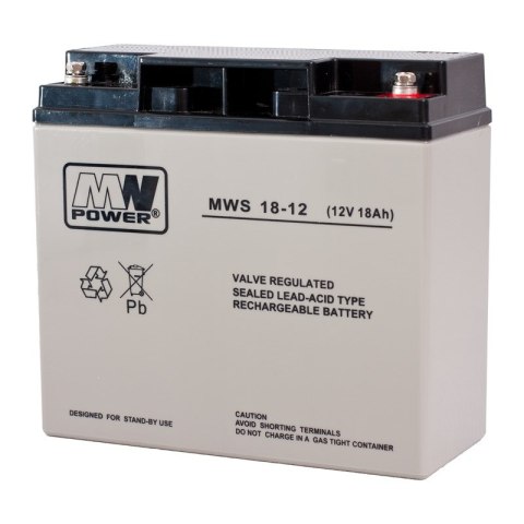 Akumulator MPL MW POWER MWS 18-12 kwasowo-ołowiowy VRLA AGM bezobsługowy 12 V 18 Ah Czarny, Szary Akumulator MPL MW POWER MWS 18-12 kwasowo-ołowiowy VRLA AGM bezobsługowy 12 V 18 Ah Czarny, Szary