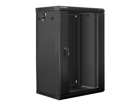 Szafa instalacyjna wisząca 19'' 18U 600X450mm czarna (drzwi szklane) Szafa instalacyjna wisząca 19'' 18U 600X450mm czarna (drzwi szklane)
