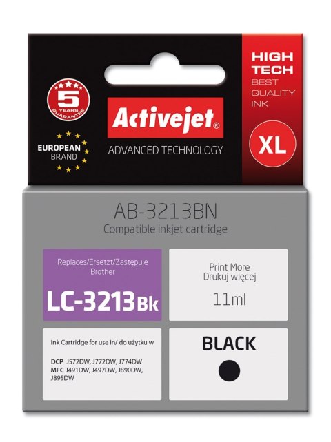 Activejet AB-3213BN Tusz (zamiennik Brother LC3213BK; Supreme; 11 ml; czarny) Activejet AB-3213BN Tusz (zamiennik Brother LC3213BK; Supreme; 11 ml; czarny)