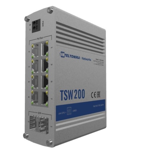 Switch Teltonika TSW200 x RJ45 1000Mb/s PoE+, 2x SFP, 240W Switch Teltonika TSW200 x RJ45 1000Mb/s PoE+, 2x SFP, 240W