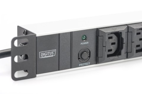 Digitus Listwa zasilająca PDU 19" Rack, 10x gniazdo C13, 2.0m, 1x wtyk C14, 10A, zabezpieczenie przeciążeniowe, profil aluminiow Digitus Listwa zasilająca PDU 19" Rack, 10x gniazdo C13, 2.0m, 1x wtyk C14, 10A, zabezpieczenie przeciążeniowe, profil aluminiow