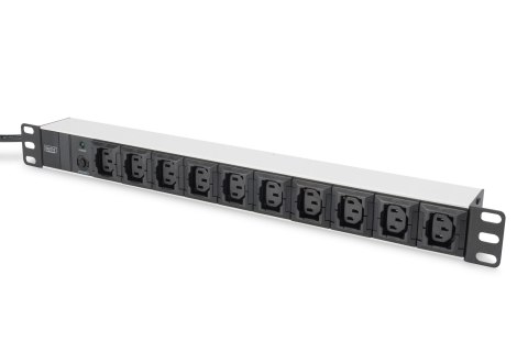 Digitus Listwa zasilająca PDU 19" Rack, 10x gniazdo C13, 2.0m, 1x wtyk C14, 10A, zabezpieczenie przeciążeniowe, profil aluminiow Digitus Listwa zasilająca PDU 19" Rack, 10x gniazdo C13, 2.0m, 1x wtyk C14, 10A, zabezpieczenie przeciążeniowe, profil aluminiow