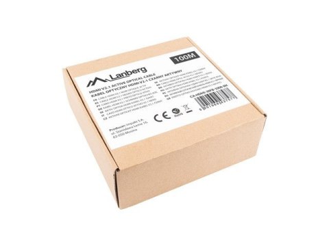 LANBERG KABEL HDMI M/M V2.1 100M 8K OPTYCZNY AOC CA-HDMI-30FB-1000-BK LANBERG KABEL HDMI M/M V2.1 100M 8K OPTYCZNY AOC CA-HDMI-30FB-1000-BK