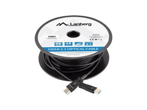 LANBERG KABEL HDMI M/M V2.1 100M 8K OPTYCZNY AOC CA-HDMI-30FB-1000-BK LANBERG KABEL HDMI M/M V2.1 100M 8K OPTYCZNY AOC CA-HDMI-30FB-1000-BK