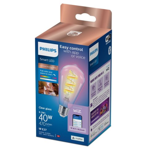 Philips Przezroczysta żarówka LED z widocznym spiralnym żarnikiem 40 W ST64 E27 Philips Przezroczysta żarówka LED z widocznym spiralnym żarnikiem 40 W ST64 E27