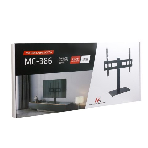 MACLEAN UNIWERSALNY STOJAK DO TV NA SZAFKĘ RTV PODSTAWKA, MAX. 40KG, MAX. VESA 600X400, DLA TV 32-75" MC-386