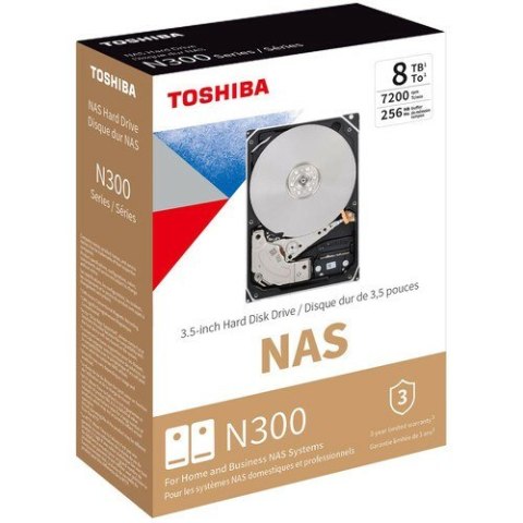 Toshiba N300 NAS dysk twardy 8 TB 7200 RPM 256 MB 3.5" Serial ATA III Toshiba N300 NAS dysk twardy 8 TB 7200 RPM 256 MB 3.5" Serial ATA III