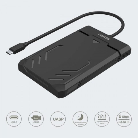 Obudowa USB-C HDD/SSD SATA UASP 5Gbps/ Y-3036A Obudowa USB-C HDD/SSD SATA UASP 5Gbps/ Y-3036A