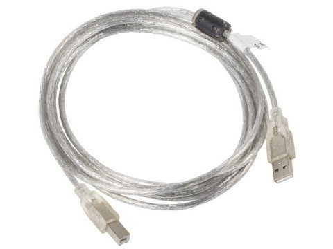 Kabel Lanberg CA-USBA-12CC-0030-TR (USB 2.0 M - USB 2.0 typu B M; 3m; kolor przeźroczysty) Kabel Lanberg CA-USBA-12CC-0030-TR (USB 2.0 M - USB 2.0 typu B M; 3m; kolor przeźroczysty)