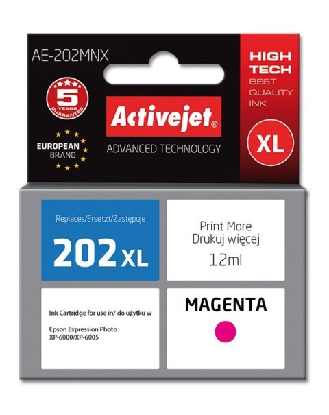 Activejet AE-202MNX Tusz (zamiennik Epson 202XL H34010; Supreme; 12 ml; czerwony) Activejet AE-202MNX Tusz (zamiennik Epson 202XL H34010; Supreme; 12 ml; czerwony)