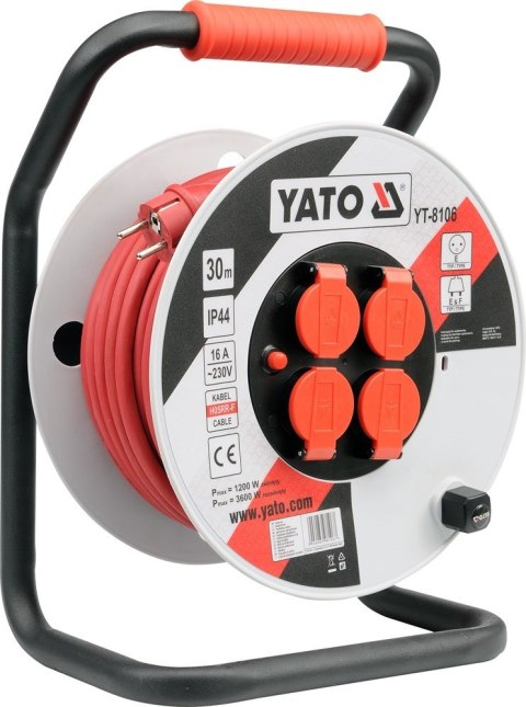 Yato YT-8106 rozgałęziacz 30 m 4 x gniazdo sieciowe Wewnątrz/Na wolnym powietrzu Czarny, Czerwony, Biały Yato YT-8106 rozgałęziacz 30 m 4 x gniazdo sieciowe Wewnątrz/Na wolnym powietrzu Czarny, Czerwony, Biały