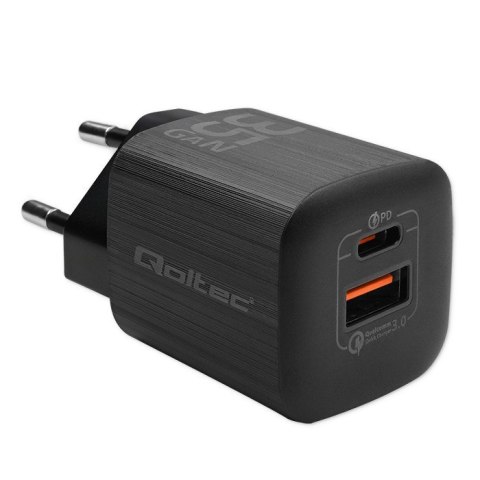 QOLTEC ŁADOWARKA SIECIOWA 35W GAN ULTRA | 5-20V | 2.25-3A | 1 X USB TYP C PD | 1 X USB QV 3.0 | CZARNA QOLTEC ŁADOWARKA SIECIOWA 35W GAN ULTRA | 5-20V | 2.25-3A | 1 X USB TYP C PD | 1 X USB QV 3.0 | CZARNA