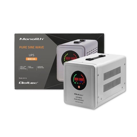 QOLTEC ZASILACZ AWARYJNY PURE SINE WAVE UPS 800VA 560W STAŁA FAZA SZARY