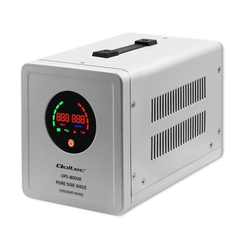 QOLTEC ZASILACZ AWARYJNY PURE SINE WAVE UPS 800VA 560W STAŁA FAZA SZARY