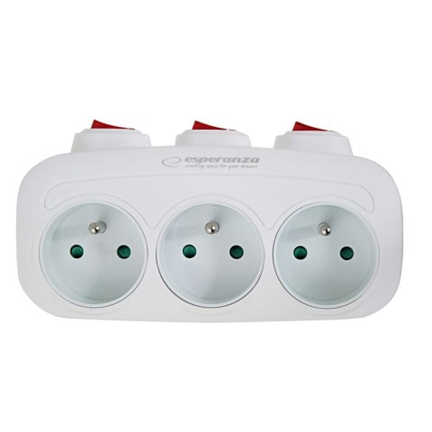 ESPERANZA ROZGAŁĘŹNIK ELEKTRYCZNY 3 GNIAZDA Z WYŁĄCZNIKAMI BIAŁY ELK307W ESPERANZA ROZGAŁĘŹNIK ELEKTRYCZNY 3 GNIAZDA Z WYŁĄCZNIKAMI BIAŁY ELK307W