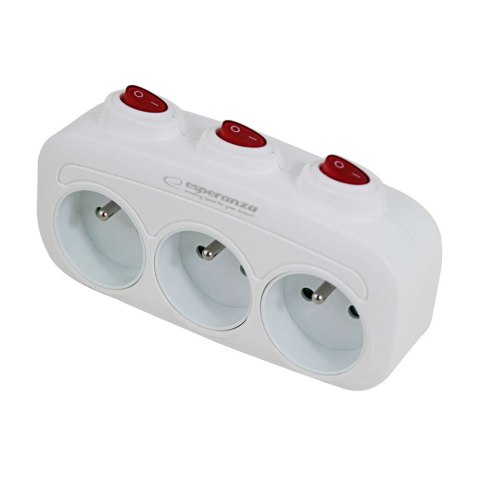ESPERANZA ROZGAŁĘŹNIK ELEKTRYCZNY 3 GNIAZDA Z WYŁĄCZNIKAMI BIAŁY ELK307W ESPERANZA ROZGAŁĘŹNIK ELEKTRYCZNY 3 GNIAZDA Z WYŁĄCZNIKAMI BIAŁY ELK307W