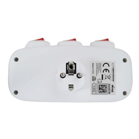 ESPERANZA ROZGAŁĘŹNIK ELEKTRYCZNY 3 GNIAZDA Z WYŁĄCZNIKAMI BIAŁY ELK307W ESPERANZA ROZGAŁĘŹNIK ELEKTRYCZNY 3 GNIAZDA Z WYŁĄCZNIKAMI BIAŁY ELK307W