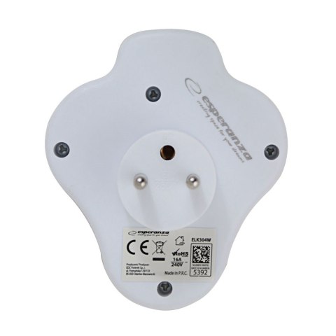 ESPERANZA ROZGAŁĘŹNIK ELEKTRYCZNY 3 GNIAZDA Z WYŁĄCZNIKIEM BIAŁY ELK304W ESPERANZA ROZGAŁĘŹNIK ELEKTRYCZNY 3 GNIAZDA Z WYŁĄCZNIKIEM BIAŁY ELK304W