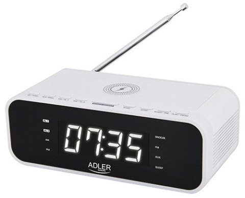 Radiobudzik z bezprzewodową ładowarką i FM Adler Adler Radiobudzik z bezprzewodową ładowarką i FM Adler Adler