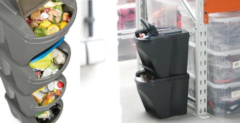 Kosz na śmieci Sortibox 25L set 4 - kamienny szary szeroki Kosz na śmieci Sortibox 25L set 4 - kamienny szary szeroki