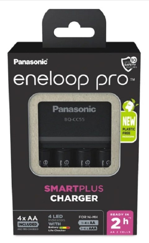 ŁADOWARKA PANASONIC SMARTPLUS + 4x AA ENELOOP PRO 2500 mAh ŁADOWARKA PANASONIC SMARTPLUS + 4x AA ENELOOP PRO 2500 mAh