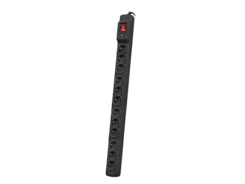 Listwa przeciwprzepięciowa M12/16A Rack 19'' 2.5m czarna (12 gniazd) do montażu pionowego Listwa przeciwprzepięciowa M12/16A Rack 19'' 2.5m czarna (12 gniazd) do montażu pionowego