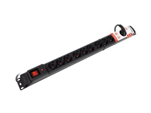 Listwa przeciwprzepięciowa M12/16A Rack 19'' 2.5m czarna (12 gniazd) do montażu pionowego Listwa przeciwprzepięciowa M12/16A Rack 19'' 2.5m czarna (12 gniazd) do montażu pionowego