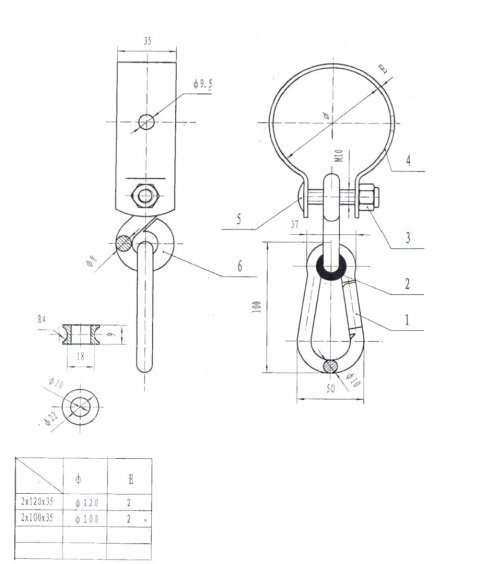 HAK DO HUŚTAWKI Z OBEJMĄ I KARABIŃCZYKIEM 2*100MM HAK DO HUŚTAWKI Z OBEJMĄ I KARABIŃCZYKIEM 2*100MM